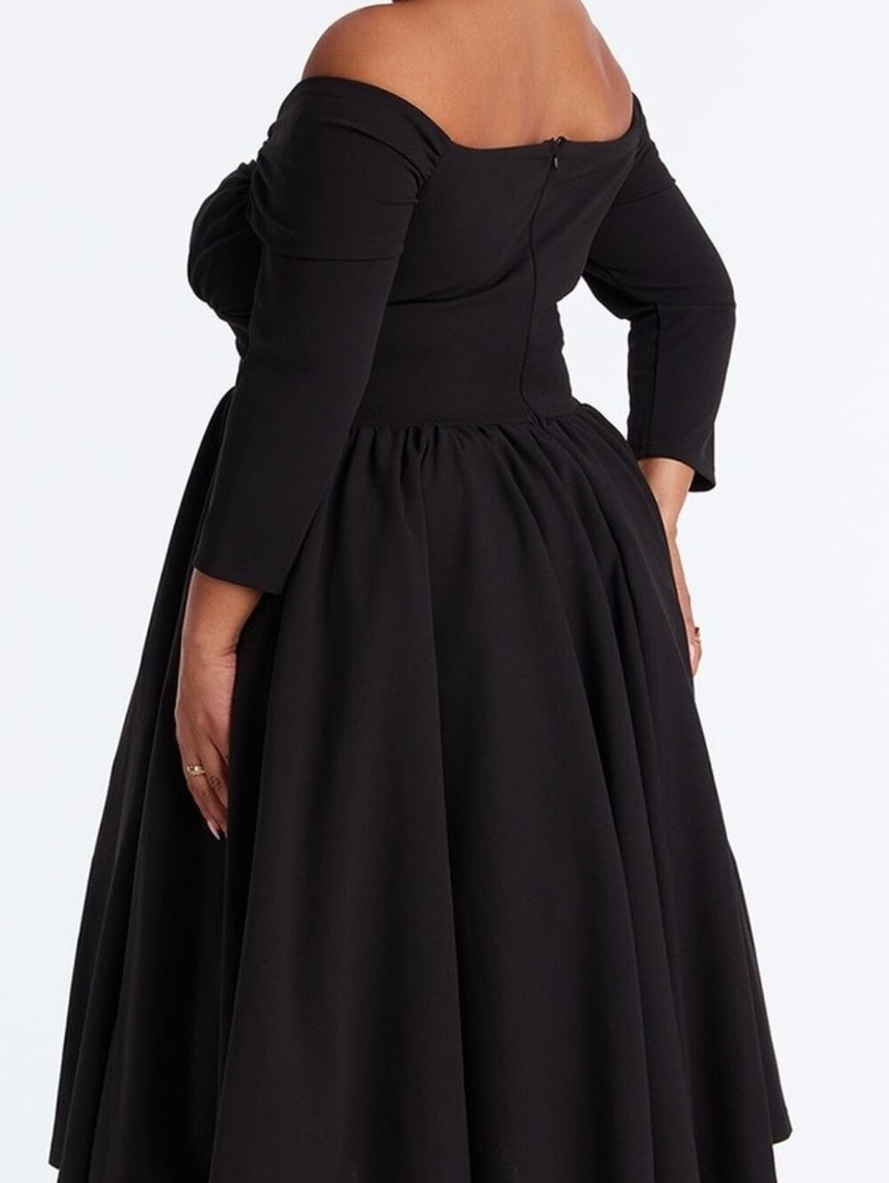 Black Off-Shoulder Midi Skirt